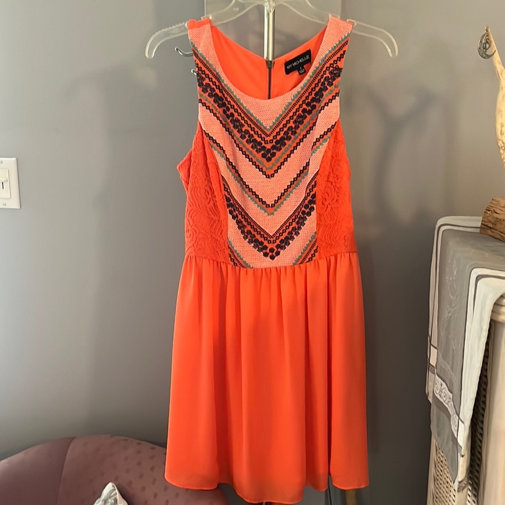 Summer Dress. Size 7. My Michelle. Shrimp Color.